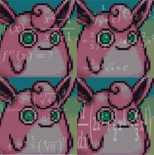 💭 f(x)=
f'(x) = ? matemática, equação, Pokémon, Clefairy telegram sticker