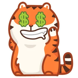 🤑 tiger, money, dollar signs, animal, sticker, middle finger telegram sticker