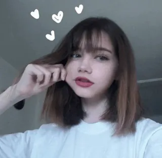 🥥 femme, fille, coeurs, mignon, selfie, portrait telegram sticker