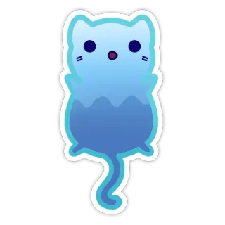 👻 gato, animal, fofo, adesivo, desenho animado, azul telegram sticker