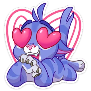 😍 gatto, carino, occhi a cuore, amore, cartone animato, animale, adesivo telegram sticker