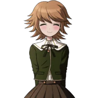 ☺️ Chihiro Fujisaki Danganronpa Anime, Videogioco, Carino, Capelli castani, Sorridendo telegram sticker