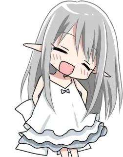 😊 Chica anime, Elfo, Chibi, Lindo, Dibujos animados, Vestido blanco whatsapp sticker