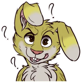 ❓ conejo, animal, signos de interrogación, dibujos animados, confundido telegram sticker