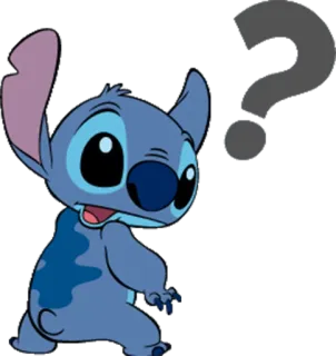 😯 Stitch สติทช์, ลิโล่ แอนด์ สติทช์, การ์ตูน, เครื่องหมายคำถาม telegram sticker