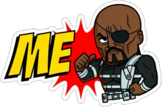 👆 Nick Fury ME adesivo, desenho animado, super-herói, agente, nick fury telegram sticker