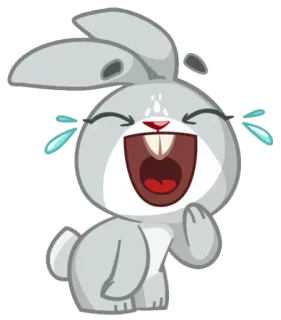 😆 кролик, смех, плач, милый, животное, мультфильм telegram sticker