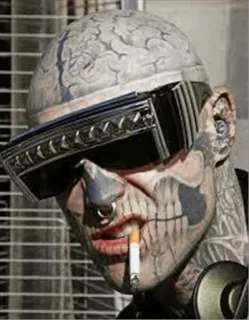 🚬 zombie, teschio, sigaretta, tatuaggio, tatuaggio facciale telegram sticker