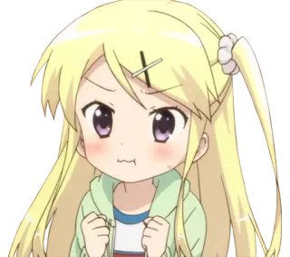 😖 Anime, Cartone animato, Ragazza, Personaggio, Carino, Bionda, Arrabbiata telegram sticker
