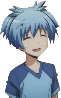 😄 Nagisa Shiota Assassination Classroom Anime, Personaggio, Sorriso, Capelli blu, Assassination Classroom telegram sticker