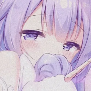 🍬 动漫女孩, 可爱, 卡哇伊, 紫色头发, 插画 telegram sticker