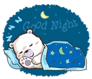 💤 Good Night chúc ngủ ngon, gấu, đang ngủ, trăng, sao, dễ thương whatsapp sticker