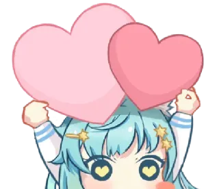💞 Anime, Meisje, Hartjes, Leuk, Kawaii, Cartoon, Liefde telegram sticker