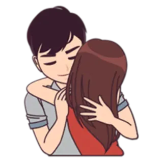 💑 Paar, Liebe, Umarmung, Romantik, Zuneigung, Beziehung, Cartoon whatsapp sticker