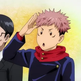 🙂 Yuji Itadori Jujutsu Kaisen anime, Jujutsu Kaisen, Yuji Itadori, salute, manga telegram sticker