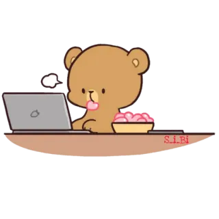 🙂 Milk and Mocha Bear orso, computer, carino, cartone animato, snack telegram sticker