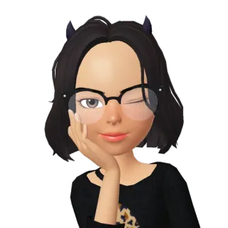 🤤 Avatar, Frau, Brille, Zwinkern, Cartoon whatsapp sticker