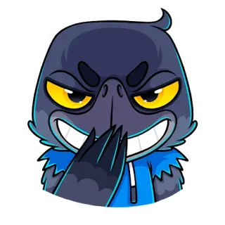 😈 Krähe, Cartoon, Böse, Planen, Vogel telegram sticker
