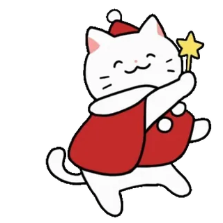 ❤️ chat, noël, père noël, magie, mignon, fête, autocollant telegram sticker