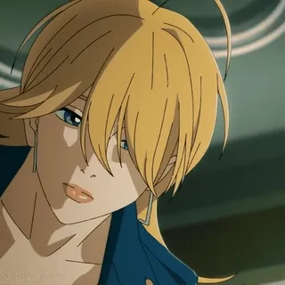 😘 Anime, Mädchen, blonde Haare, Porträt, Illustration telegram sticker