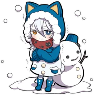 ☃ Anime, Zima, Śnieg, Zimno, Postać, Bałwan telegram sticker