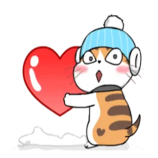 💖 кот, сердце, любовь, милый, зима, мультфильм telegram sticker