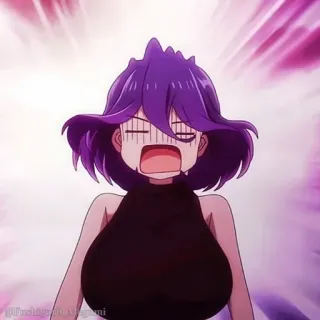 🤍 Anime, Mädchen, lila Haare, geschockt, Cartoon telegram sticker