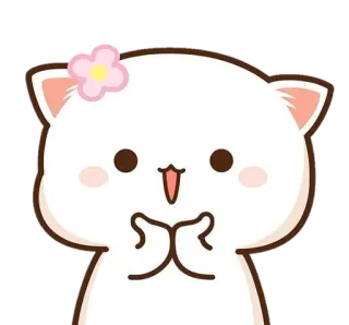 😀 милый, кот, животное, каваи, наклейка, мультфильм, белый кот, цветок telegram sticker