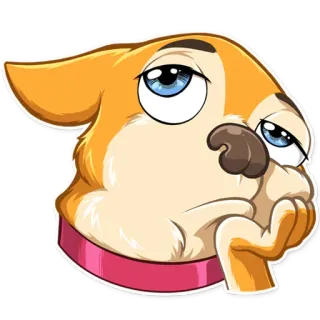 😒 chien, triste, ennuyé, emoji, dessin animé, autocollant whatsapp sticker