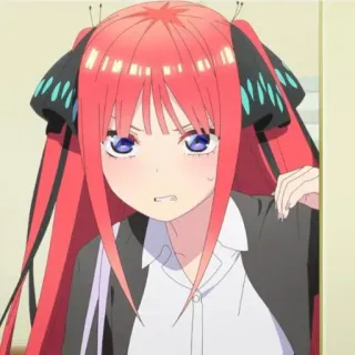 🍷 Nino Nakano The Quintessential Quintuplets Anime, Mangá, cabelo ruivo, garota, borboleta, personagem whatsapp sticker