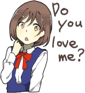 ❤️ Do you love me? Chica anime, Pregunta, Amor, Dibujos animados, Sticker telegram sticker