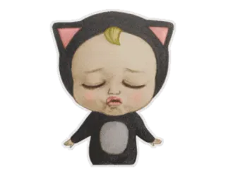 😘 adesivo, bebê, gato, fofo, kawaii, desenho animado whatsapp sticker
