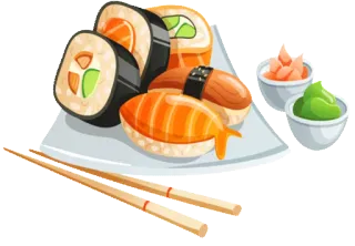 🍱 Sushi, Comida japonesa, Comida, Cocina, Pescado, Arroz, Palillos telegram sticker
