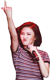 👆 jari tengah, menyinggung, gestur, wanita, mikrofon telegram sticker