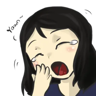 😴 Yawn~ yawn, sleepy, tired, cartoon, anime, sticker whatsapp sticker