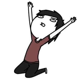 🙏 Desenho animado, Personagem, De joelhos, Braços para cima, Engraçado, Ilustração telegram sticker