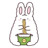 🍝 thỏ, bé thỏ, ăn, mì, dễ thương, động vật, thức ăn telegram sticker