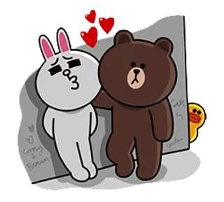 😘 Cony Cony & Brown зайчик, медведь, милый, мультфильм, любовь, романтика, дружба telegram sticker