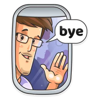 👋 bye adiós, avión, despedida, viaje, dibujo animado, hombre, ventana telegram sticker