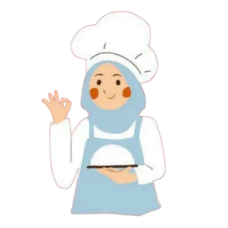 🍦 chef, cocinera, hiyab, mujer, comida, hornear, lindo telegram sticker