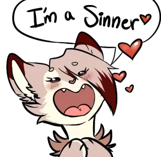 😃 I'm a Sinner sinner, cat, cartoon, animal, hearts, cute, speech bubble telegram sticker