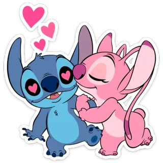 😍 Stitch Стич, ангел, любовь, сердечки, милый, мультфильм whatsapp sticker