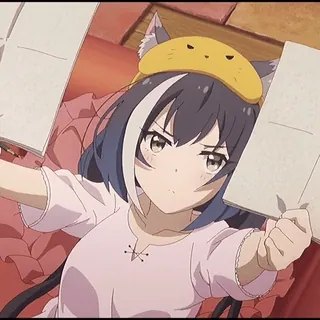 🪶 animé, fille, oreilles de chat, mignon telegram sticker