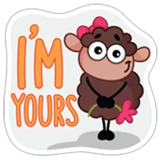😏 I'm yours amore, pecora, carino, romantico, relazione, cartone animato whatsapp sticker