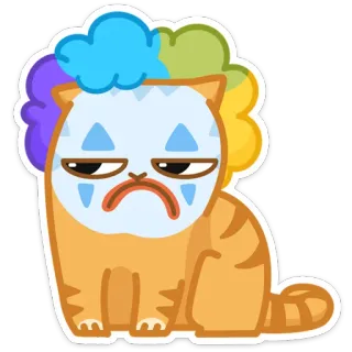 😟 kot, klaun, smutny, zwierzę, naklejka, kotek telegram sticker