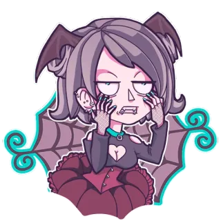 😓 스티커, 만화, 고스, 뱀파이어, 여성, 박쥐 telegram sticker
