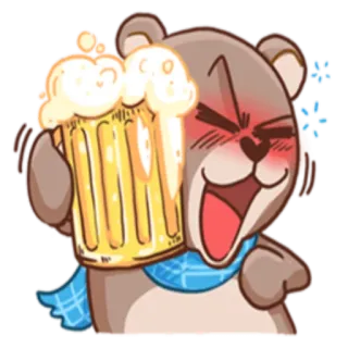 🍺 熊, 啤酒, 喝酒, 卡通, 酒精, 乐趣 telegram sticker