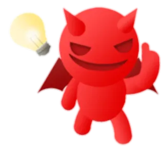 💡 악마, 가운데 손가락, 무례한, 만화, 전구, 빨간색 telegram sticker