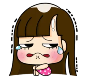 😢 crying, sad, cartoon, girl, tears, upset, emotion whatsapp sticker