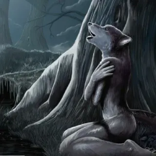 😔 wilkołak, stworzenie, fantasy, wilk, humanoid, potwór, antro telegram sticker